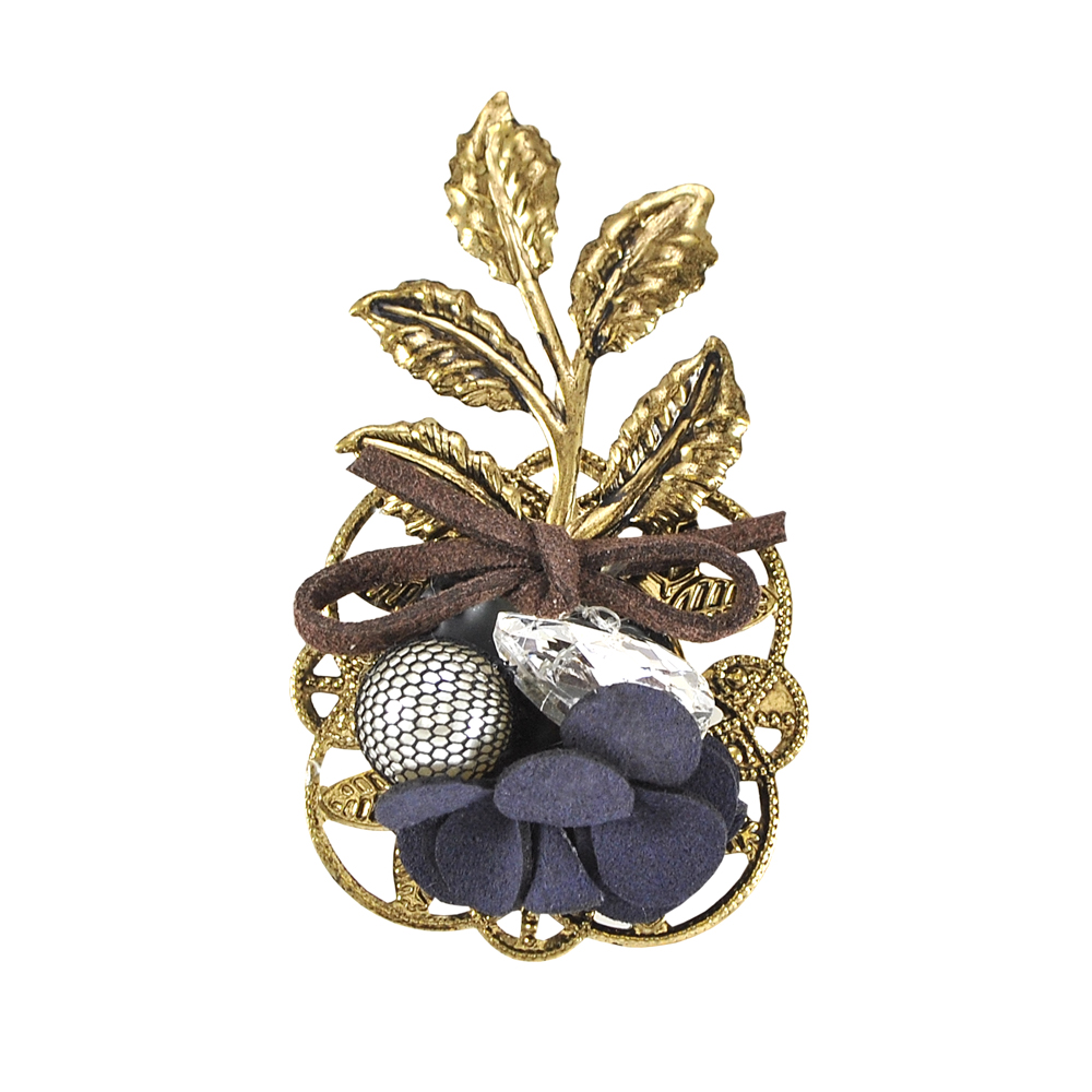 Брошь Букет Жемчуг и Кристалл ANTIK, белый жемчуг, коричневый бант, синий цветок, шт . Броши