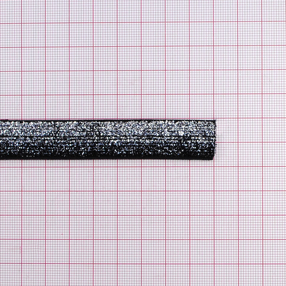 Резинка люрекс 1,7см, черный и серебряный, 50ярд. Резинка
