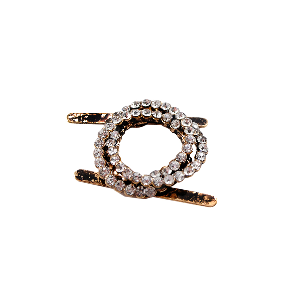 Краб камни в металле в 2 круга, 2.2*2.2см, antique gold, белый, шт. Крабы Металл Геометрия Декор