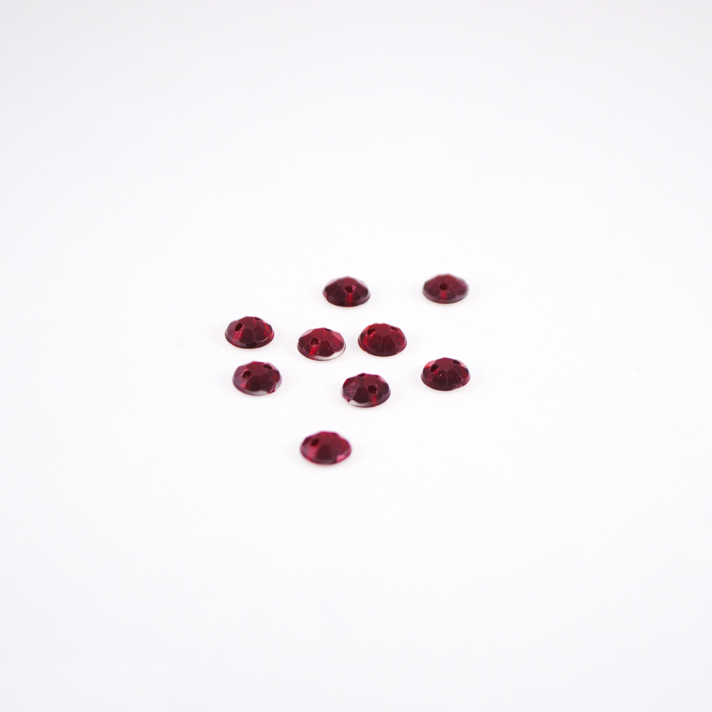 Стразы стеклянные пришивные №6 круглые плоские темно-красные (6мм), 1тыс.шт. Стразы пришивные