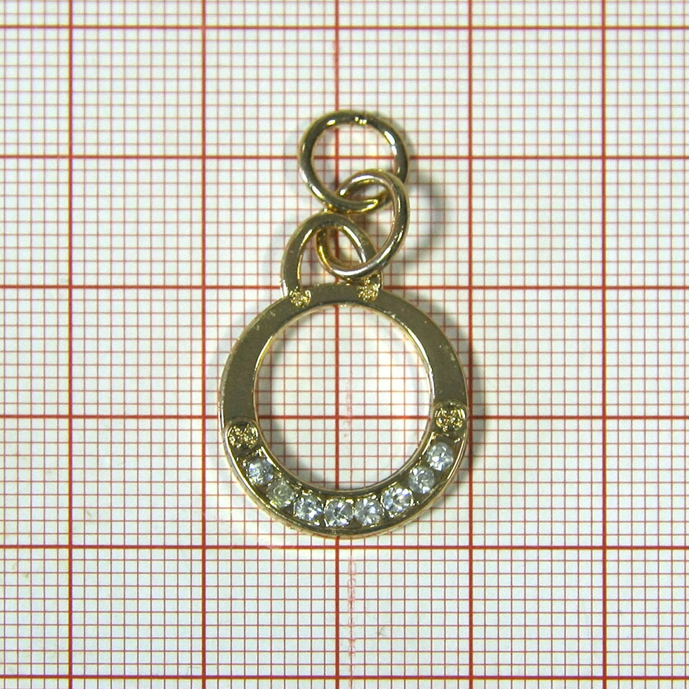 Подвеска металл Кольцо-8 белых камней Полукруг, 35мм, GOLD, шт. Подвески