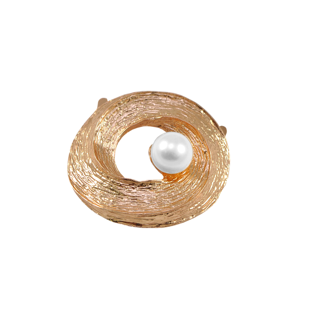 Краб металл 3175 Гнездышко GOLD, белый жемчуг 45*43, шт. Крабы Металл Геометрия Декор