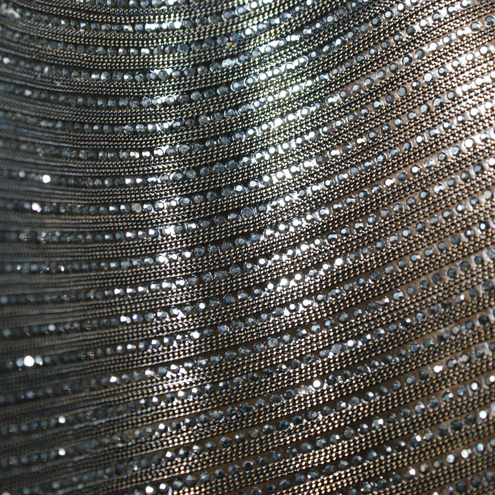 Стразы полотно клеевое полоска 5мм черные (blackHematite) камни, цепь якорная BN 24*40см, 1лист. Полотна из страз