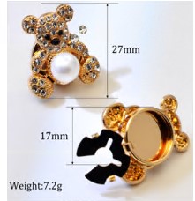 Клипса для пуговицы Мишка, золото, стразы, бусина. шт. Украшение для пуговицы