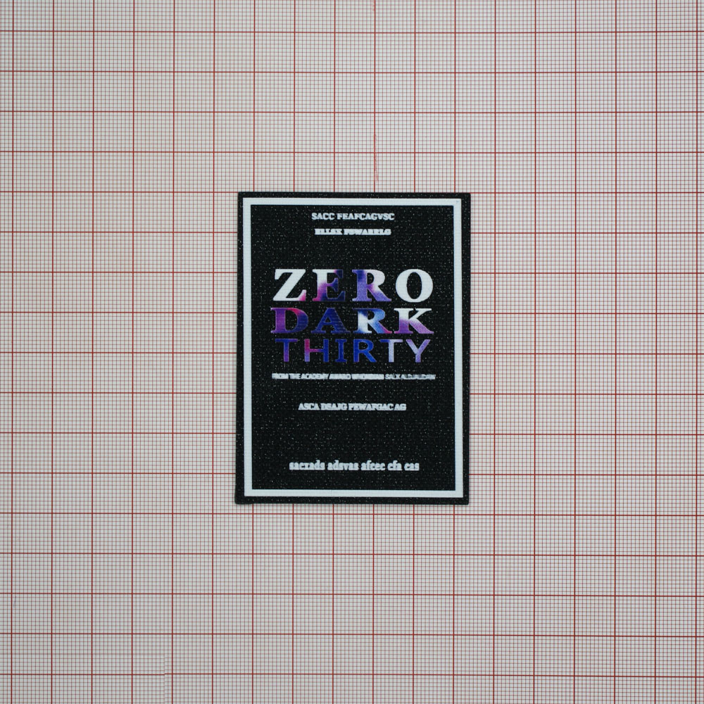 Лейба клеенка Zero dark thirty блестящая, 5,8*6,7см черный, белый, сине-фиолетовый шт. Лейба Клеенка