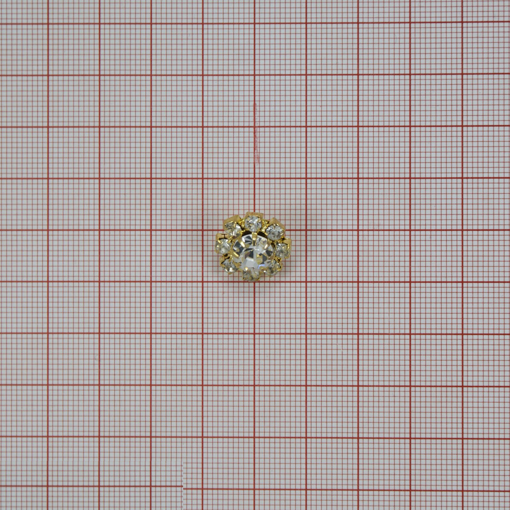 Украшения стеклянное П-120 GOLD / ромашка. Пуговица Декор