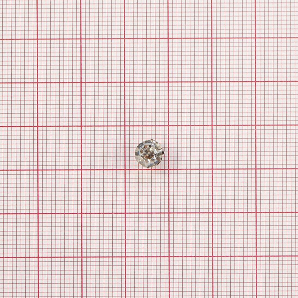 Стразы пришивные в металле круглые, круглые зажимы, 6мм, crystal, шт. Стразы пришивные в металле