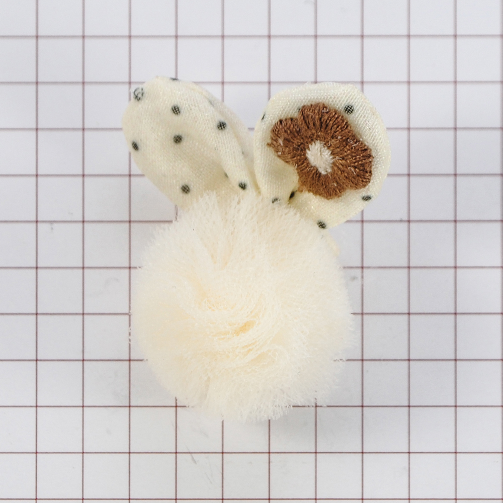 Аппликация тканевая пришивная детская Заяц с цветком на ухе, 3*3,5см, белый, коричневый, шт. Нашивка Детская