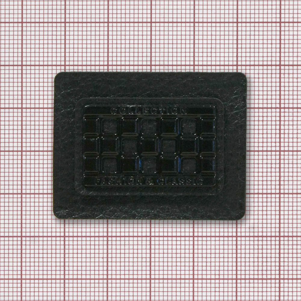 Лейба п/у Fashion Classic 45*35мм черная, черн.мет.пластина . Лейба Кожзам