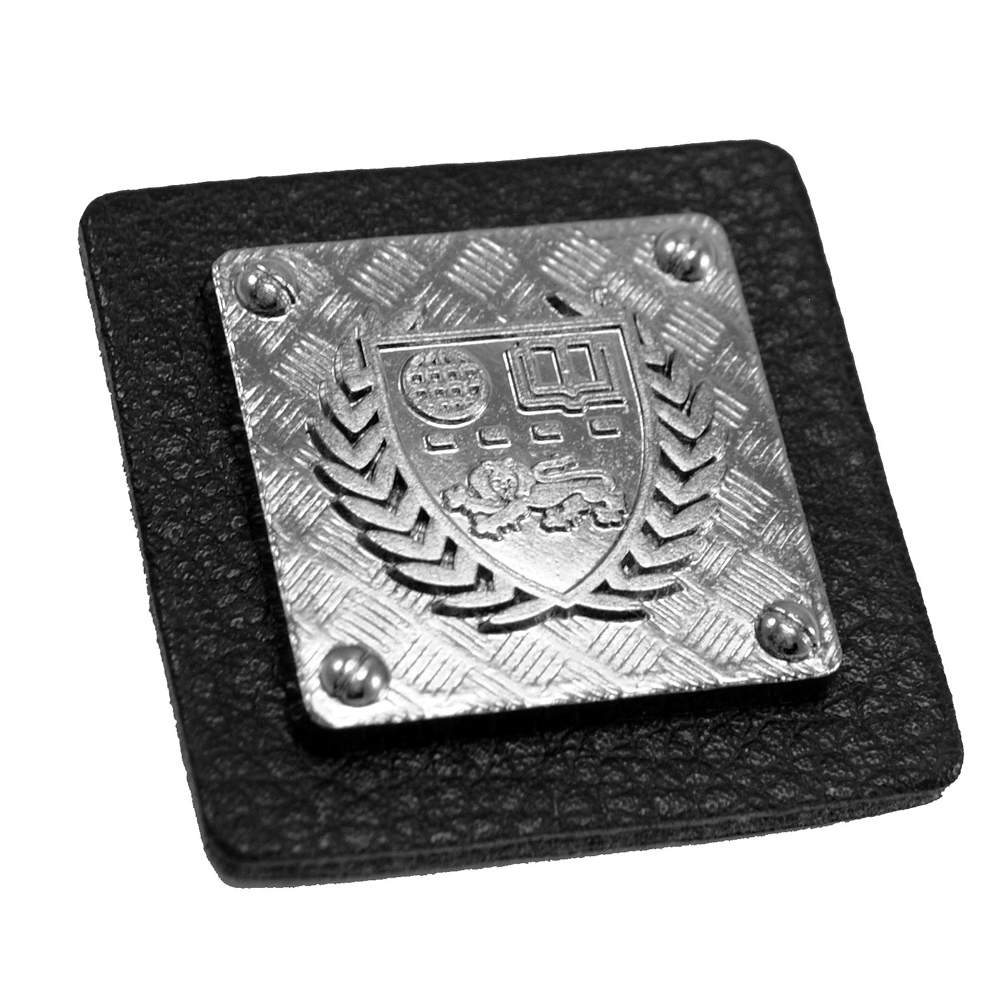 Лейба кожзам и металл Герб, 3,5*3,5см, черный, блек никель, шт. Лейба Кожзам