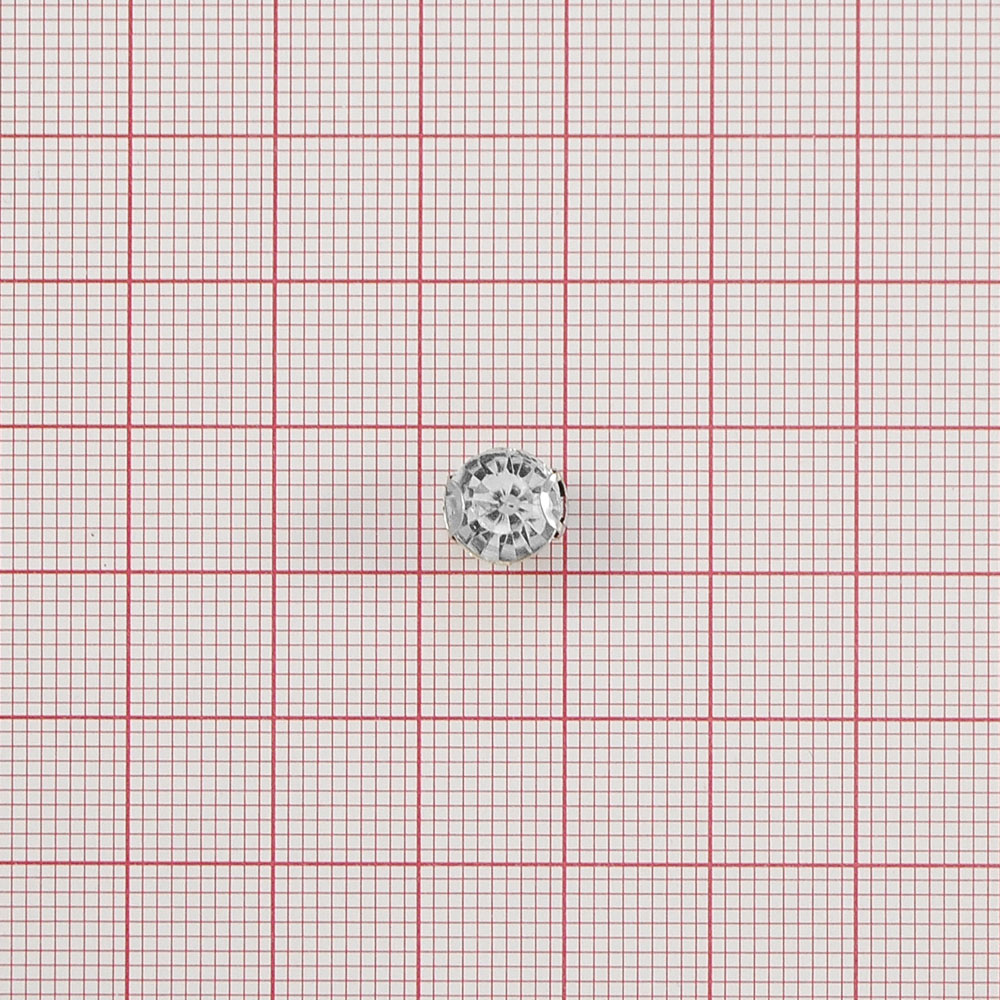 Стразы пришивные в металле круглые, круглые зажимы, 8мм, crystal, шт. Стразы пришивные в металле