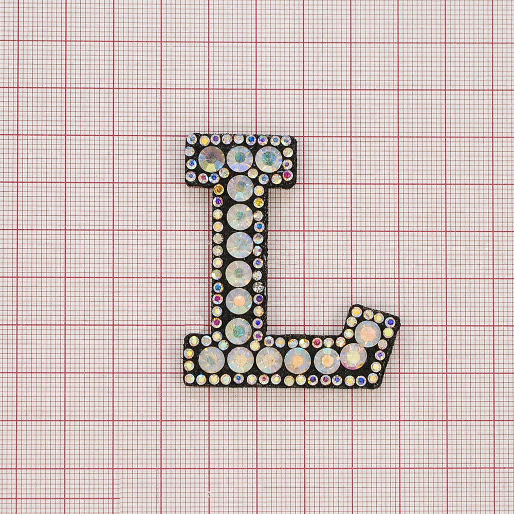 Аппликация клеевая стразы L 5,3*4,7см черный, камни белый хамелеон, шт. Аппликации клеевые Стразы комб.