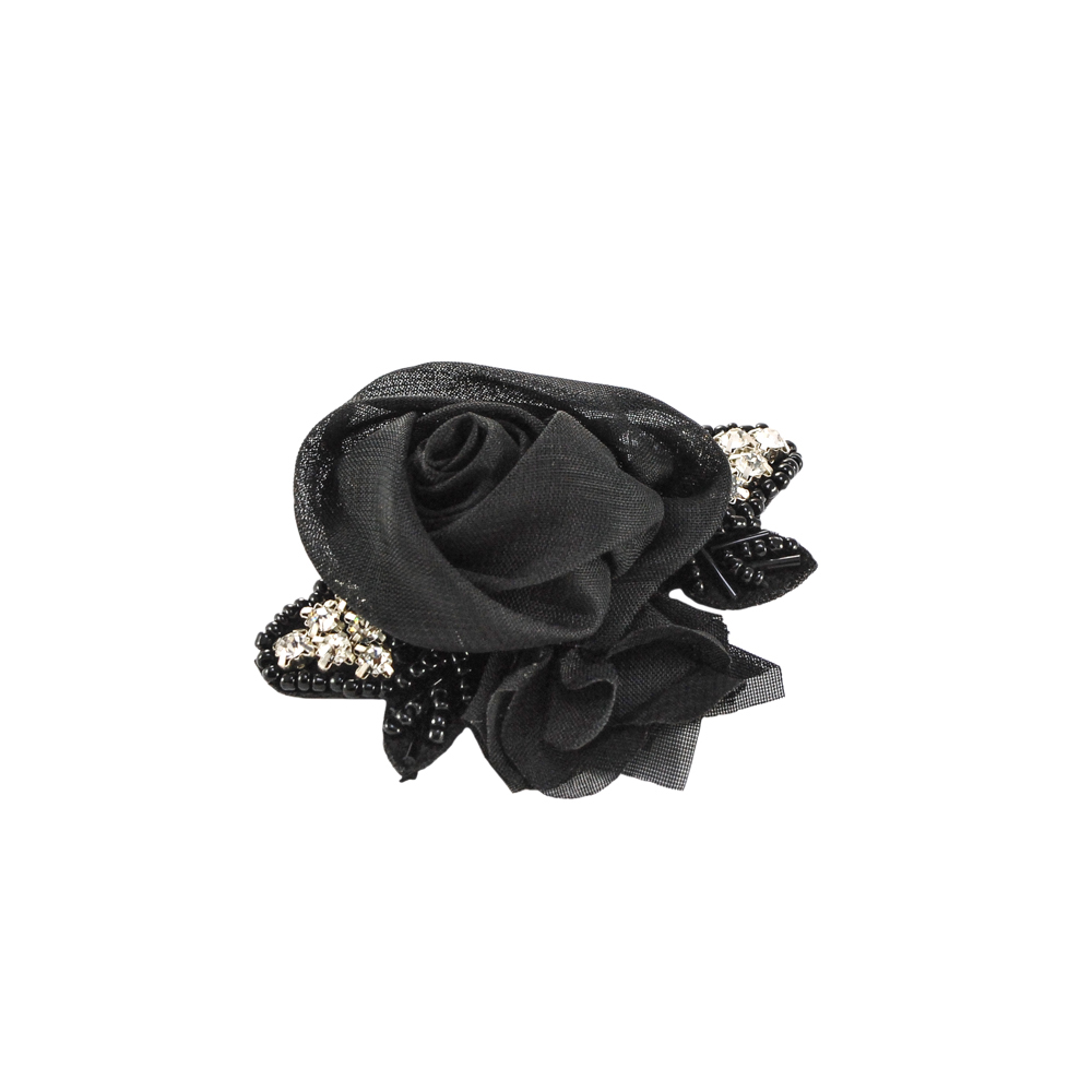 Аппликация декор №160 черн. флиз., черн. роза, черн. сетка, камни, черн. бисер. Аппликация Декор
