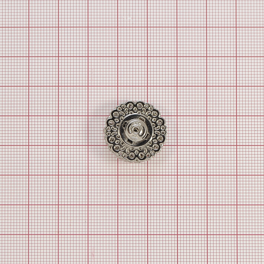 Кнопка металлическая пришивная потайная Фигурная Бабочка 21мм, никель, шт. Кнопка пришивная потайная
