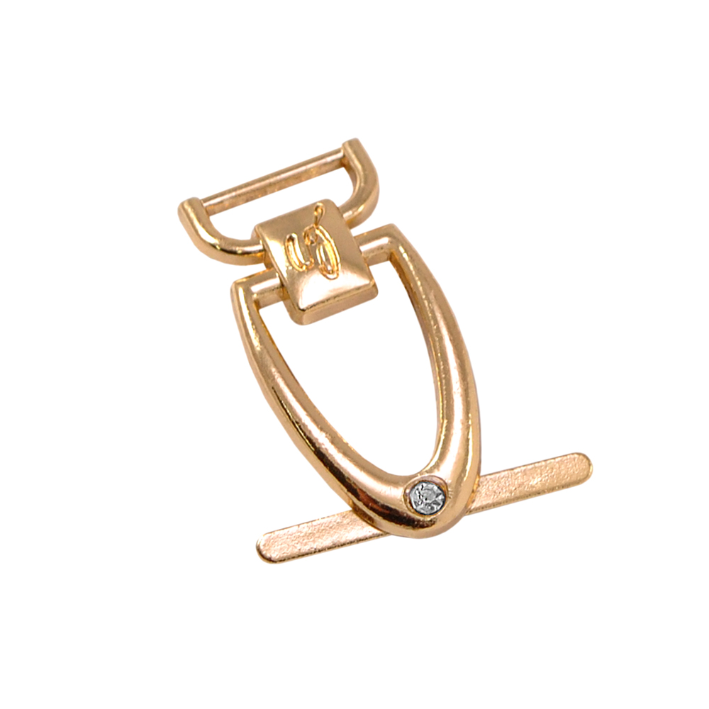 Краб металлический JY-3034 DD 30*15мм GOLD, белый камень, шт. Крабы Металл Геометрия