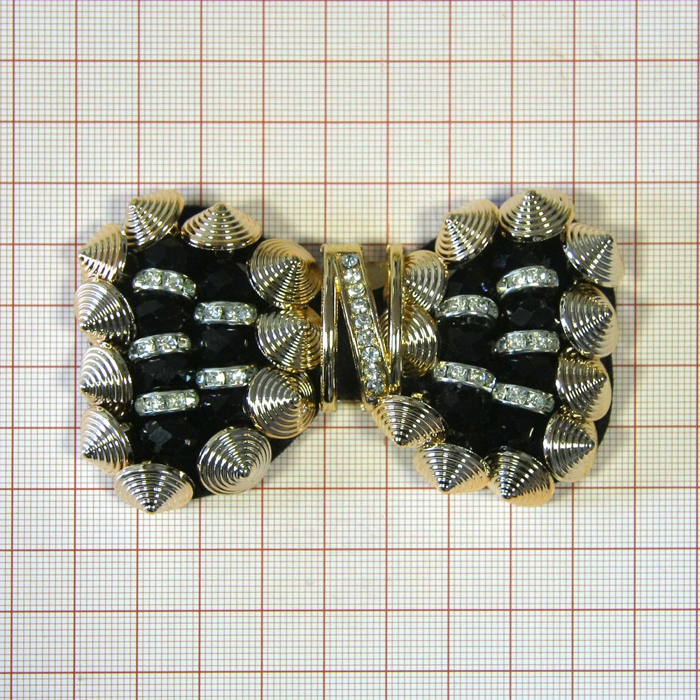 Аппликация декор обувная 51 БАНТ ШИП пружина, черн. бусины, шт. Аппликации Пришивные Цветы Банты