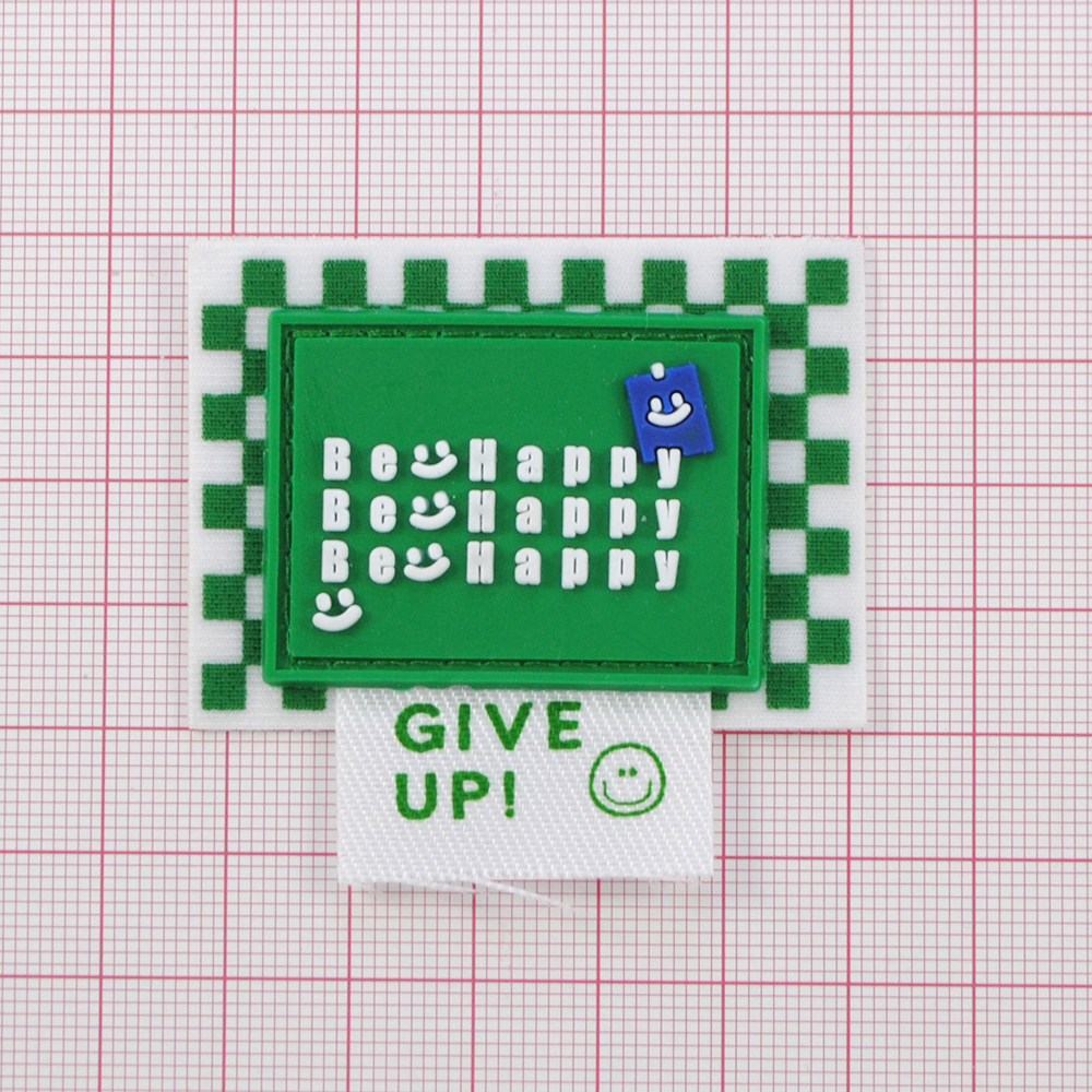 Лейба ткань и резина Be Happy, 5,5*5см, белый, зеленый,  шт. Лейба Ткань