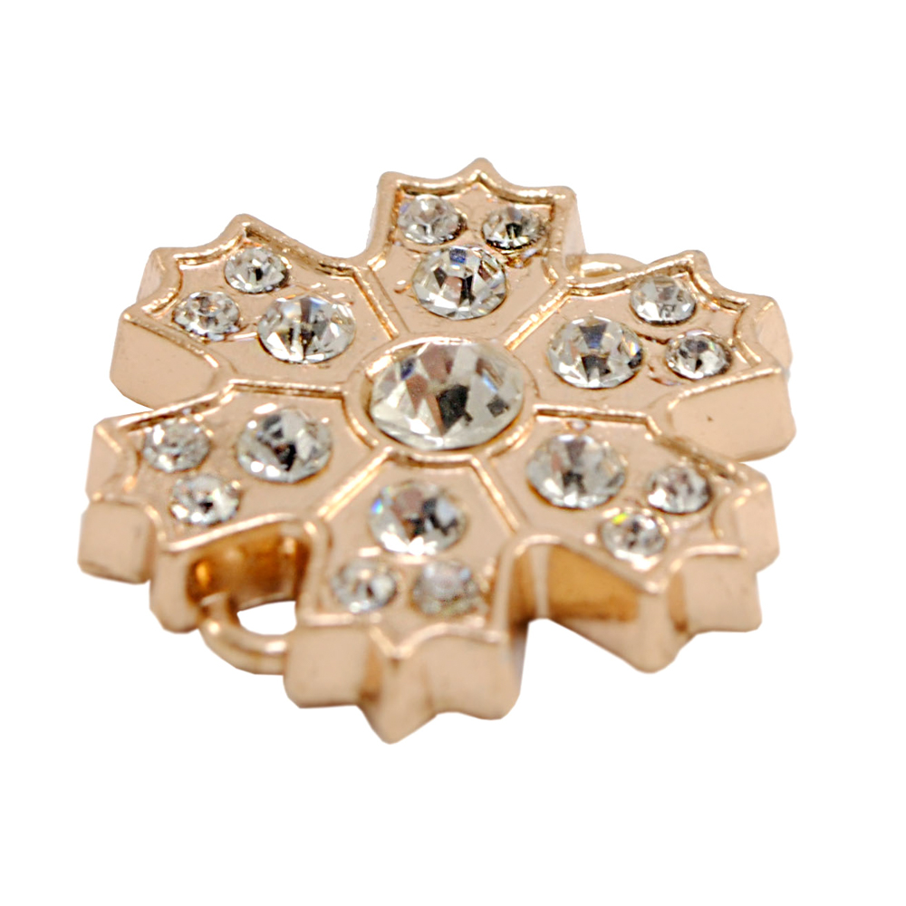 Лейба металл Снежинка 22,4*20мм, камни белые SS6,10,20, GOLD, шт. Лейба Металл