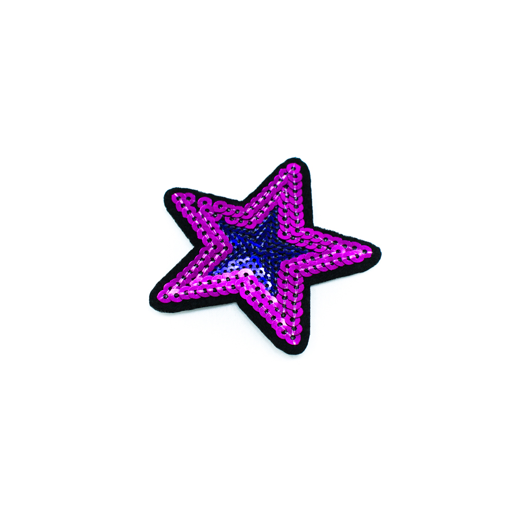 Аппликация клеевая пайетки Звезда 7*7см розовый, фиолетовый. Аппликации клеевые Пайетки