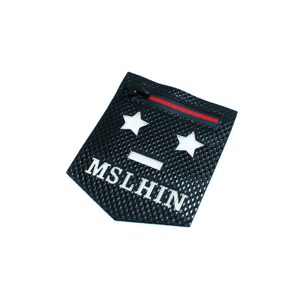 Аппликация пришивная кожзам MSLHIN карман пятиугольный, змейка 8.5*10см черный, шт. Нашивка Кожзам