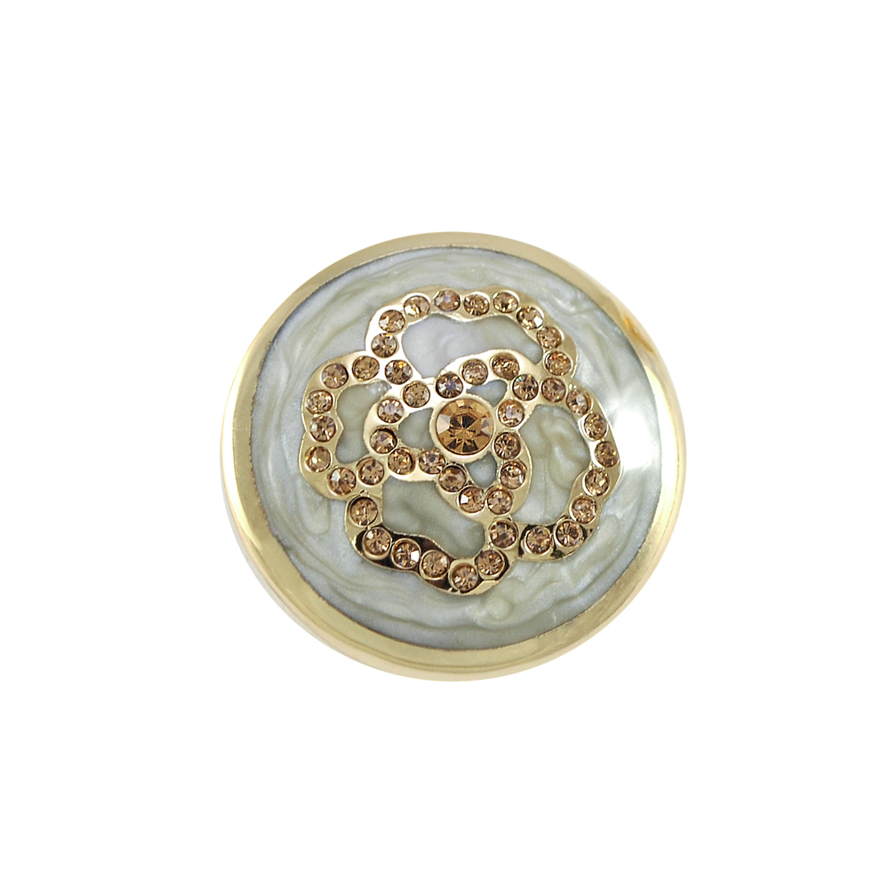 Пуговица шубная 32791171 Роза 39мм GOLD, светло-серый перламутр, топаз камни, шт. Пуговица Шубная