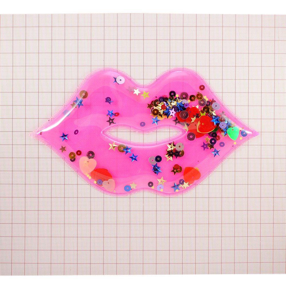 Аппликация пришивная силиконовая Аквариум Губы, 10*17,5см, розовый, синий, желтый, зеленый, оранжевый, фиолетовый, шт. Аппликации Пришивные Резина, Силикон