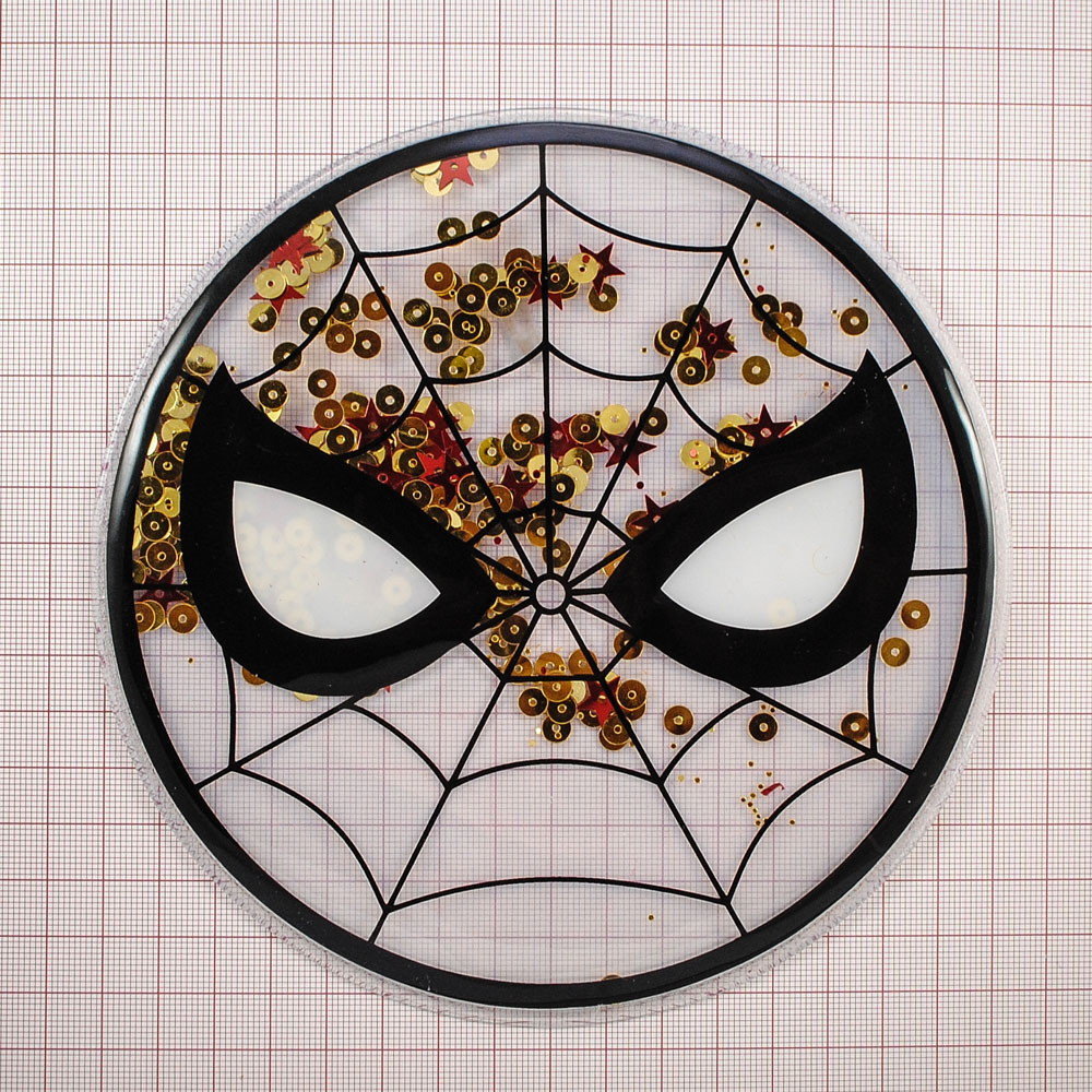 Аппликация пришивная силиконовая Аквариум Spiderman, 16.5*16.5см, черный, красный, золото, шт. Аппликации Пришивные Резиновые