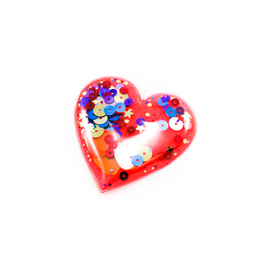 Аппликация клеевая силиконовая Аквариум Сердце 5,5*5,5см ярко-оранжевый, шт. Аппликации клеевые Резина, Силикон