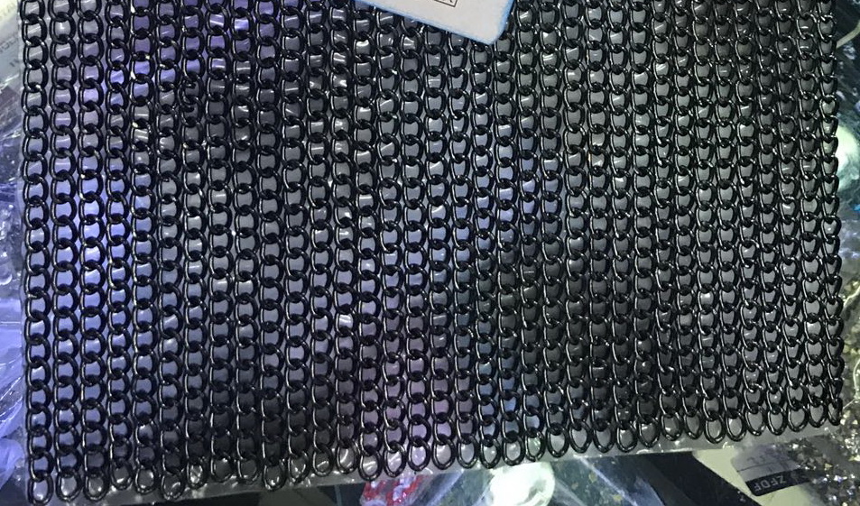 Цепь полотно клеевое (ширина цепи) 6мм 24*40см Black Nikel, 1лист. Полотна из страз