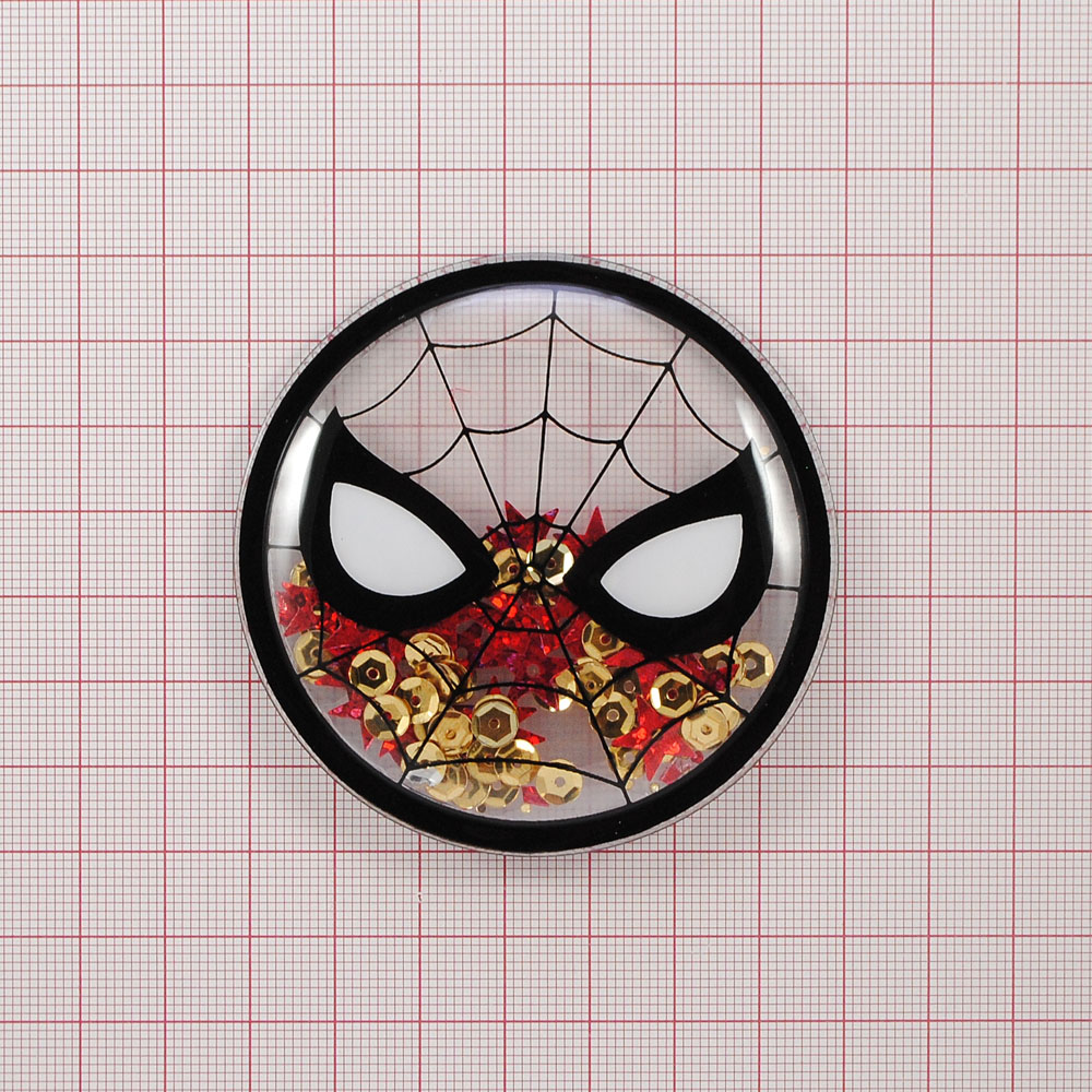 Аппликация клеевая силиконовая Аквариум Spider Man, 7*7см, прозрачный, черный, белый, золотой, красный, шт. Аппликации клеевые Резиновые
