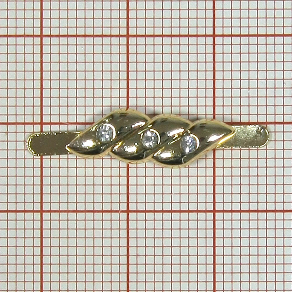 Краб металл 6631 Косичка 20*6мм GOLD, 3 белых камня SS6, шт. Крабы Металл Геометрия Декор