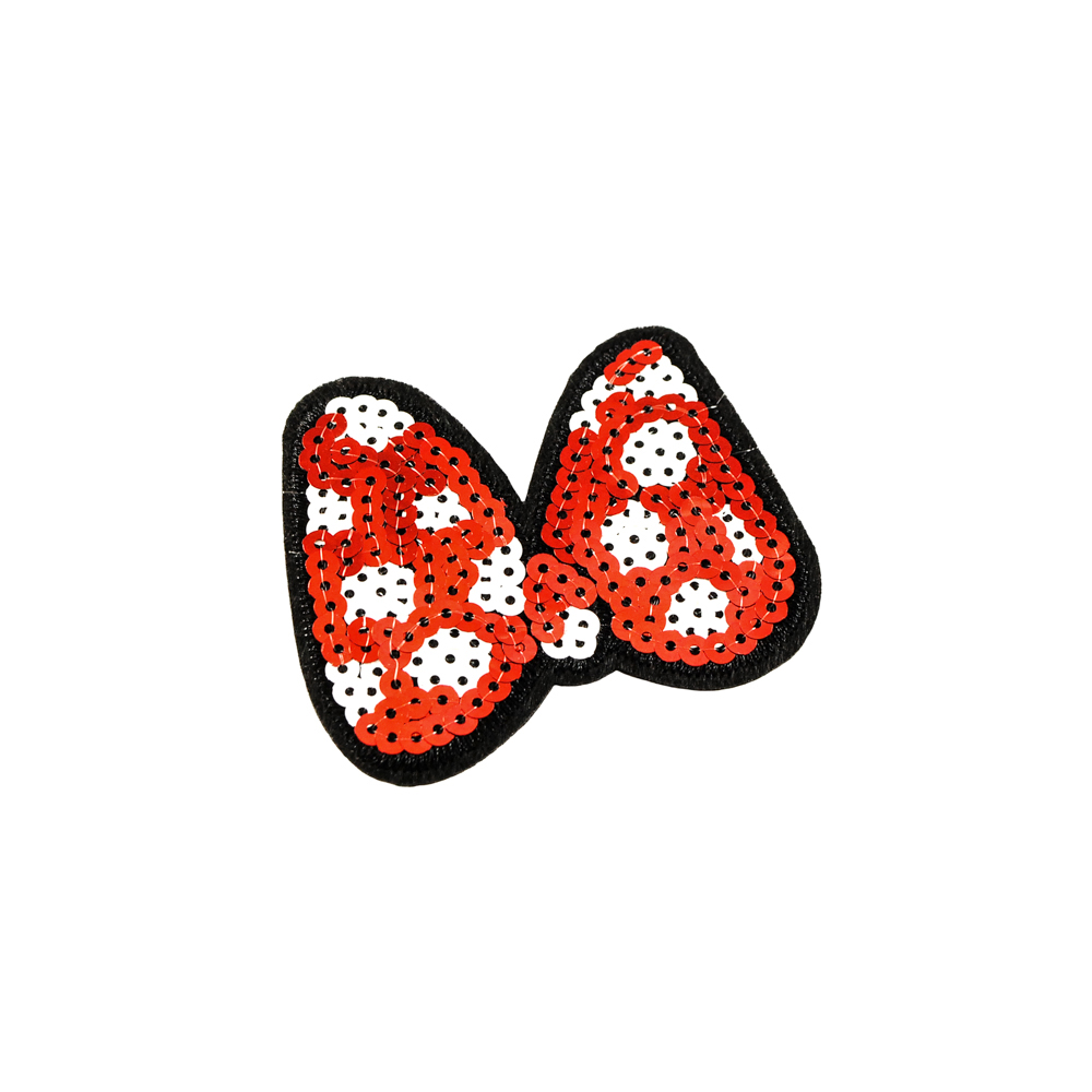 Аппликация клеевая пайетки Бабочка 7,5*6,8см красный, белый, шт. Аппликации клеевые Пайетки