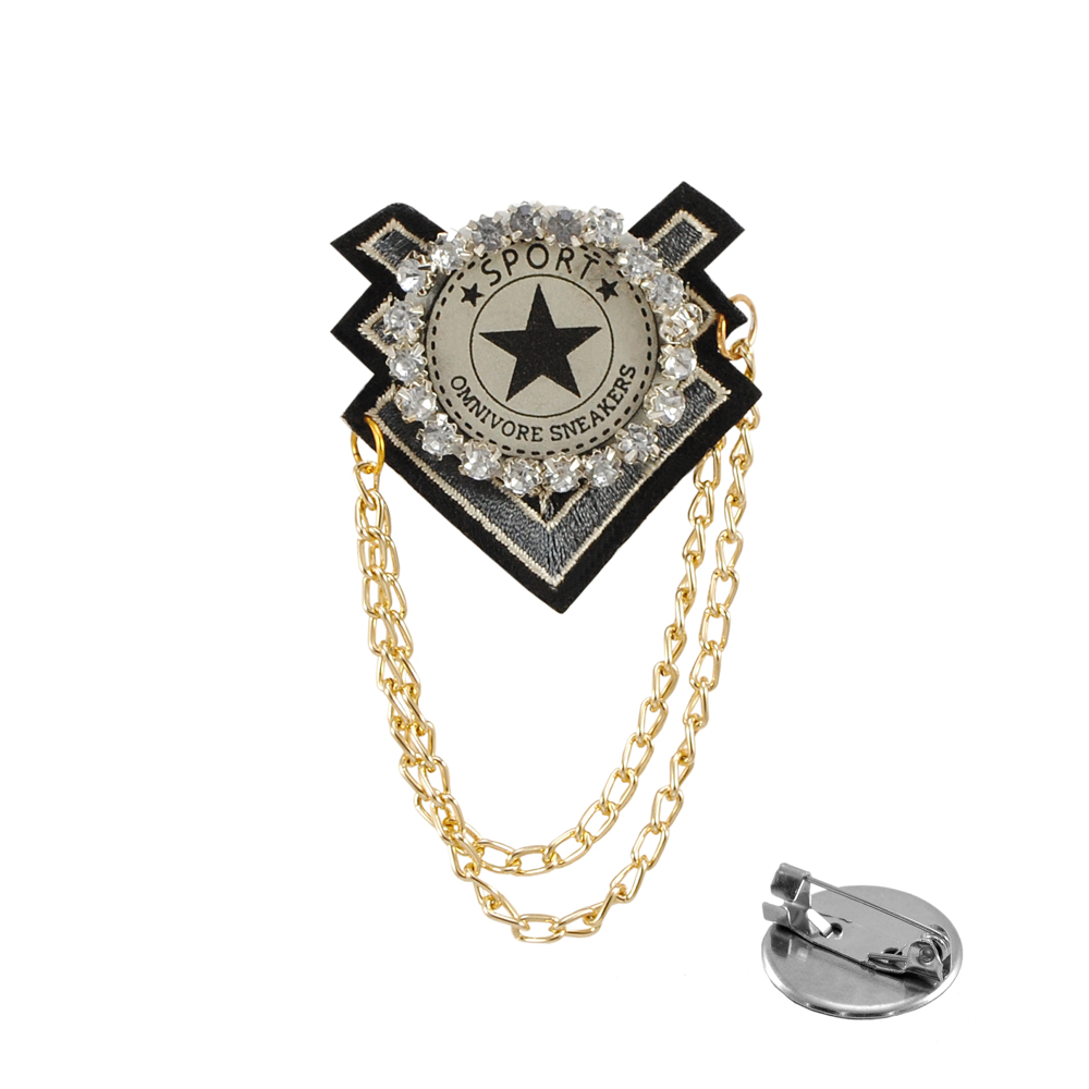 Брошь № 40 Стрелка-SPORT-звезда серая, белые камни, шт. Броши