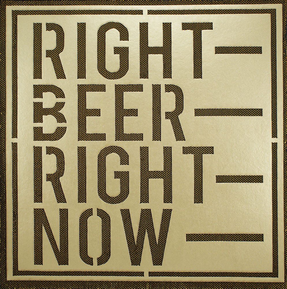 Аппликация клеевая кожзам RIGHT BEER NOW 21.5*21.5см черная, золото лого . Аппликации клеевые Кожзам