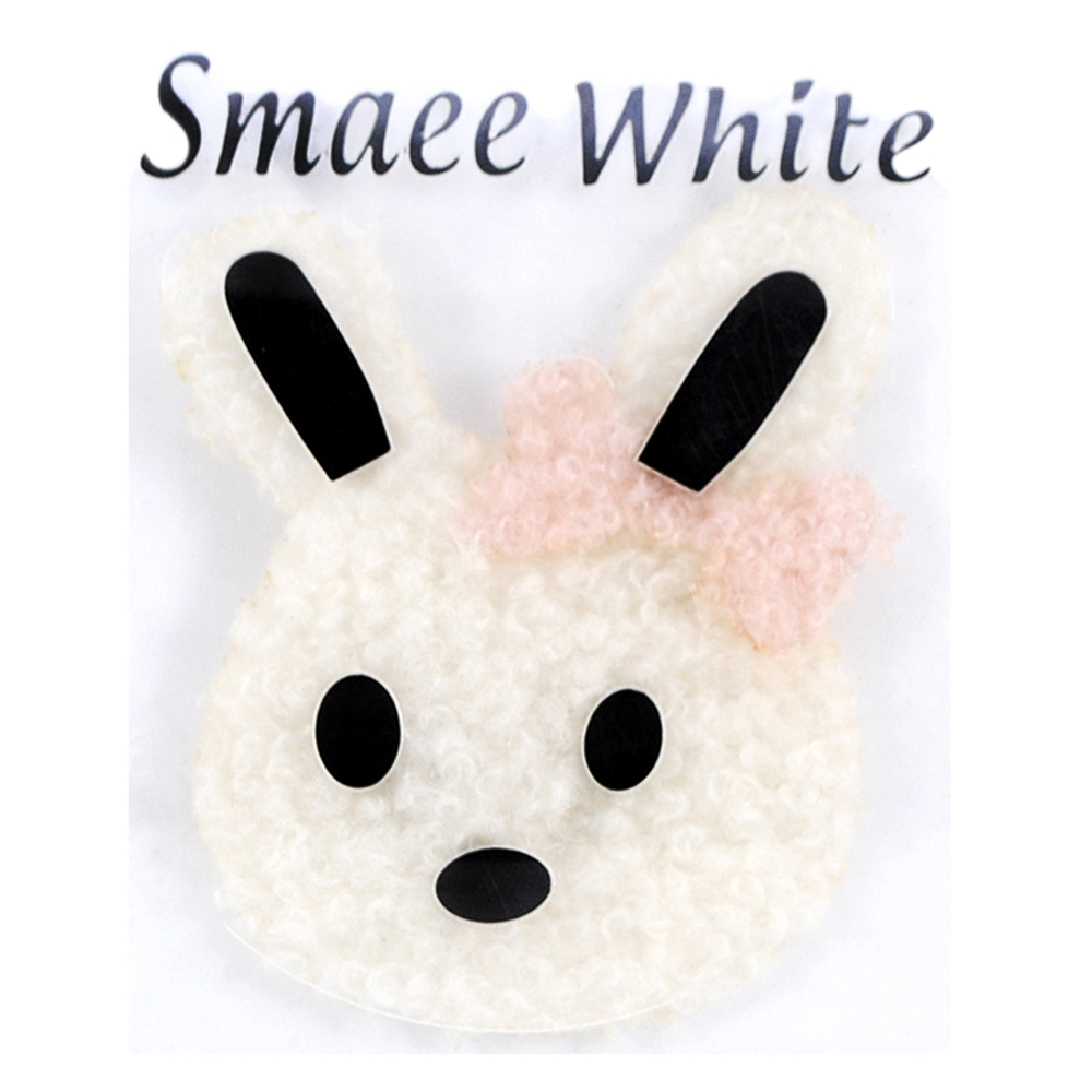 Аппликация тканевая клеевая мех Кролик Smaee White, 5.5*7см, розовый, черный, молочный, шт. Аппликации клеевые Тканевые