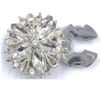 Украшение для пуговицы Цветок, серебро, камень белый. шт. Украшение для пуговицы