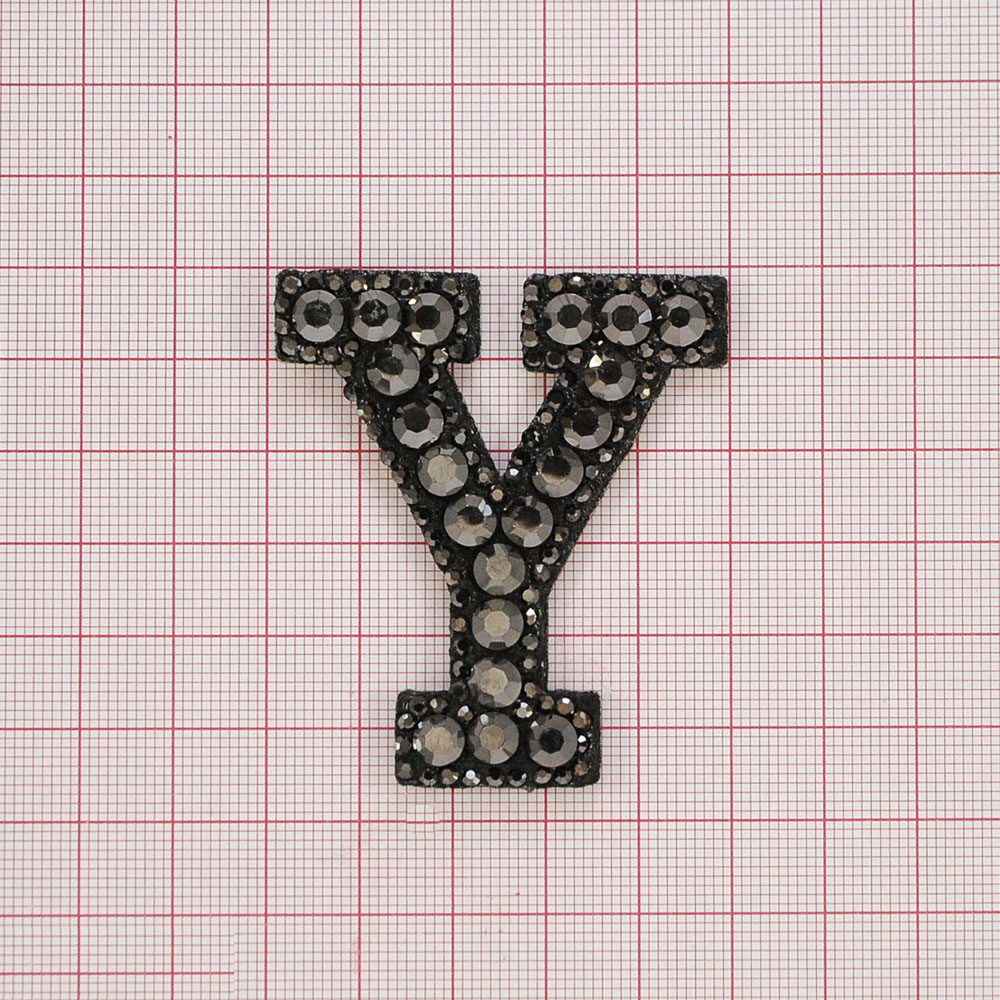 Аппликация клеевая стразы Y 5,5*5см, черный, камни хематит, шт. Аппликации клеевые Стразы комб.