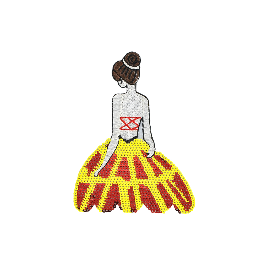 Аппликация клеевая, пайетки, Балерина, 10*7см, желтый, красный, коричневый, шт. Аппликации клеевые Пайетки