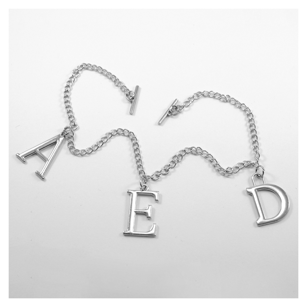 Цепь с подвеской, 36см., подвески A,E,D, 3см., никель, шт.. Подвески