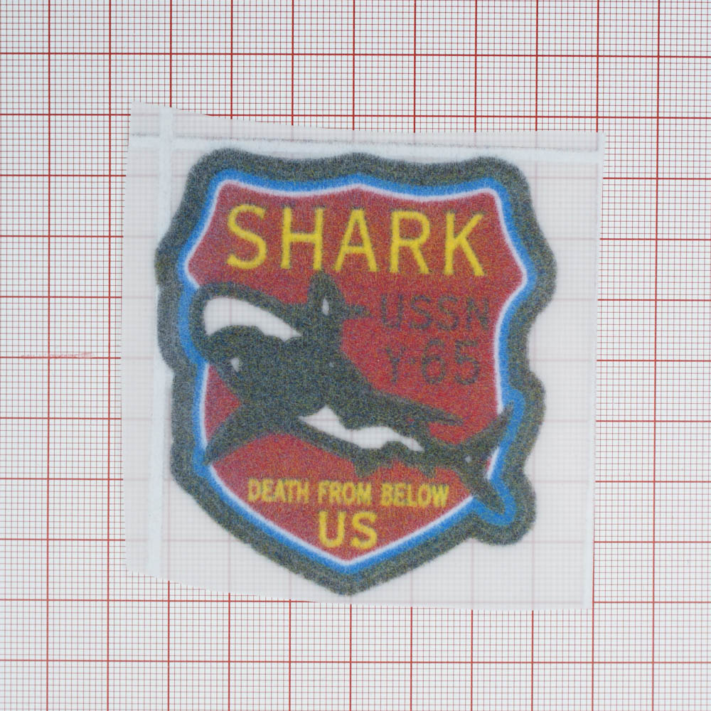 Термоаппликация флок SHARK, 75*65мм, фигурная, синий, красный, белая акула, шт. Термоаппликации Флок, Войлок