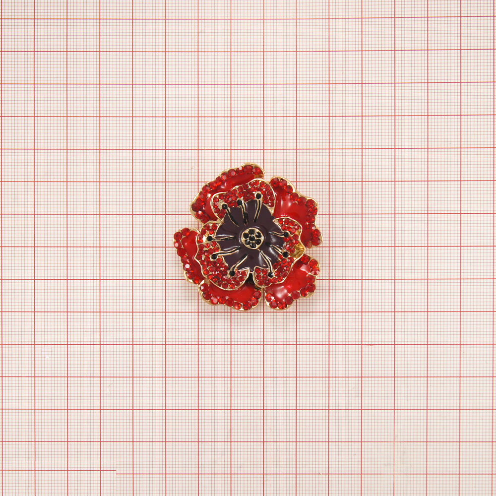 Краб металл Мак 4,5см GOLD, красная и фиолетовая эмаль, красные и черные камни. Крабы Металл Цветы, Жуки