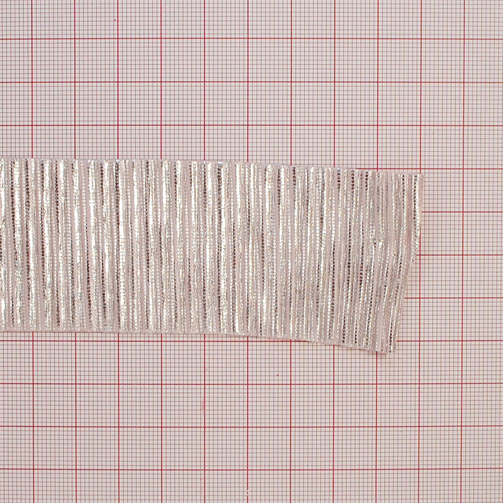 Тесьма Гофре, 4см, белый, серебро, ярд. Тесьма