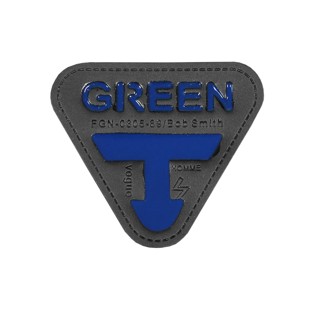 Лейба кожзам GREEN черная, синяя эмаль 55*50мм, шт. Лейба Кожзам