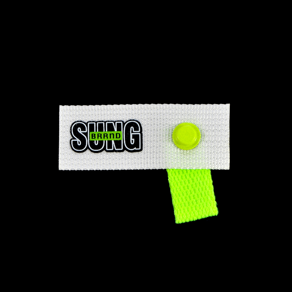 Лейба тканевая с хольнитеном SUNG, 6,5*2,5см, серый, черный салатовый, белый, шт . Лейба Ткань