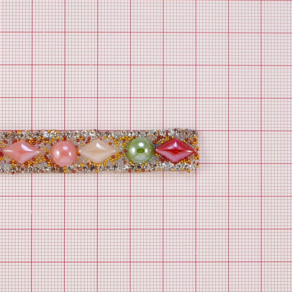 Тесьма стразы клеевые Конфеты 13мм кристалл, цветная эмаль камни, ярд. Тесьма из страз