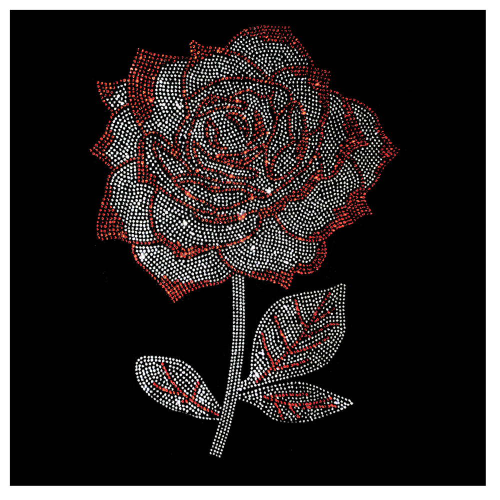 Аппликация из страз Роза, 24,3*33,7см, SS6 красный 32589, серебро 62581, шт. Аппликация клеевая