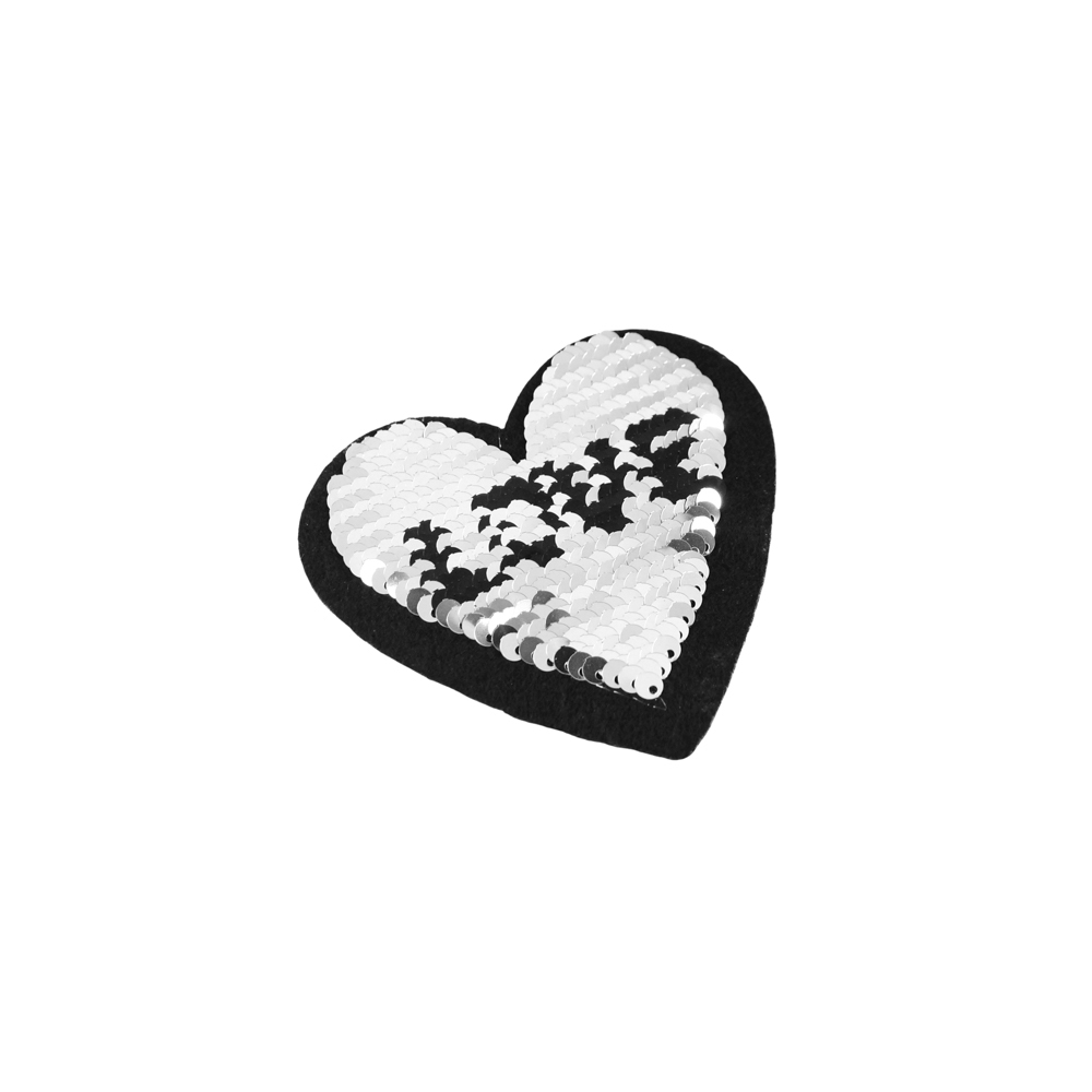 Аппликация клеевая пайетки Сердце LOVE 8,5*8,5см пудра, черный, шт. Аппликации клеевые Пайетки