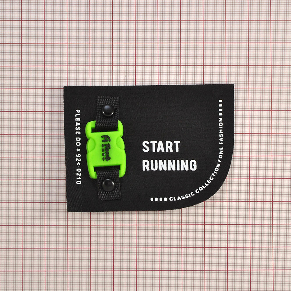 Лейба тканевая START RUNNING, 7,5*5,5см., черный, белый, зеленый, шт. Лейба Ткань