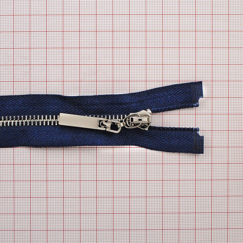 Змейка металлическая  №5 65см О/Е NIKEL, синяя ткань, односторонняя, шт. Змейка Металл