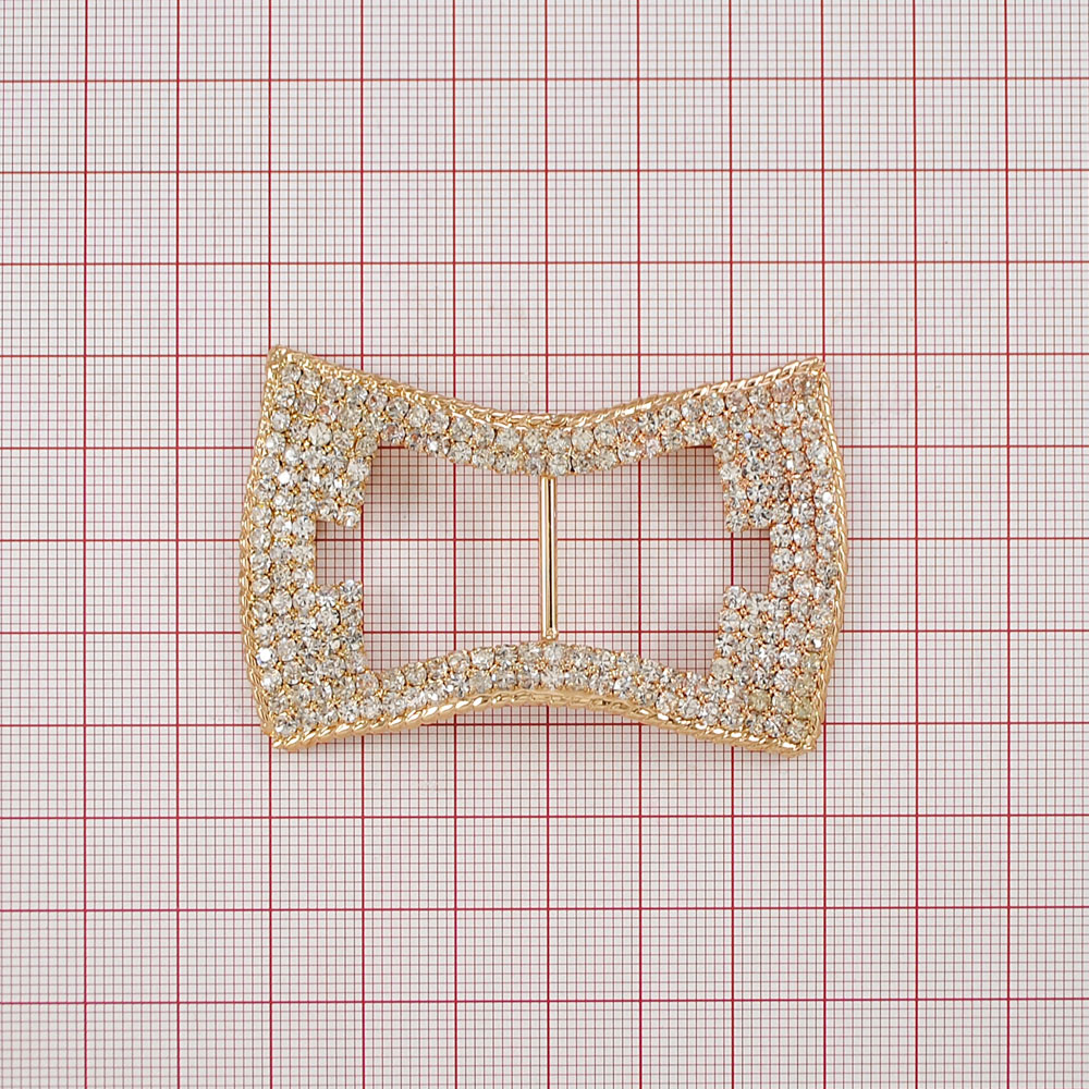 Украшение стеклянное SH-006 перетяжка GOLD, белые камни. Перетяжка металл со стразами